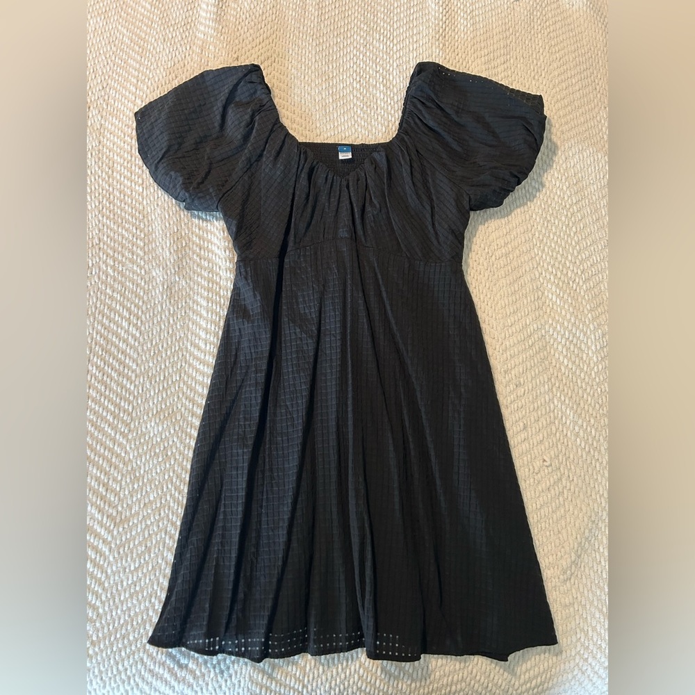 Black Puff Sleeve Mini Dress